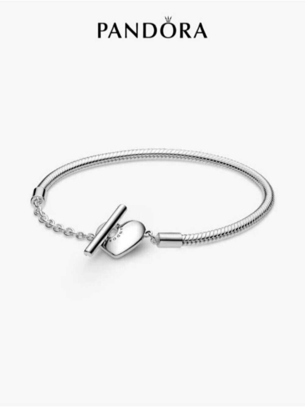 Pandora Heart T-Bar Snake Chain Bracelet